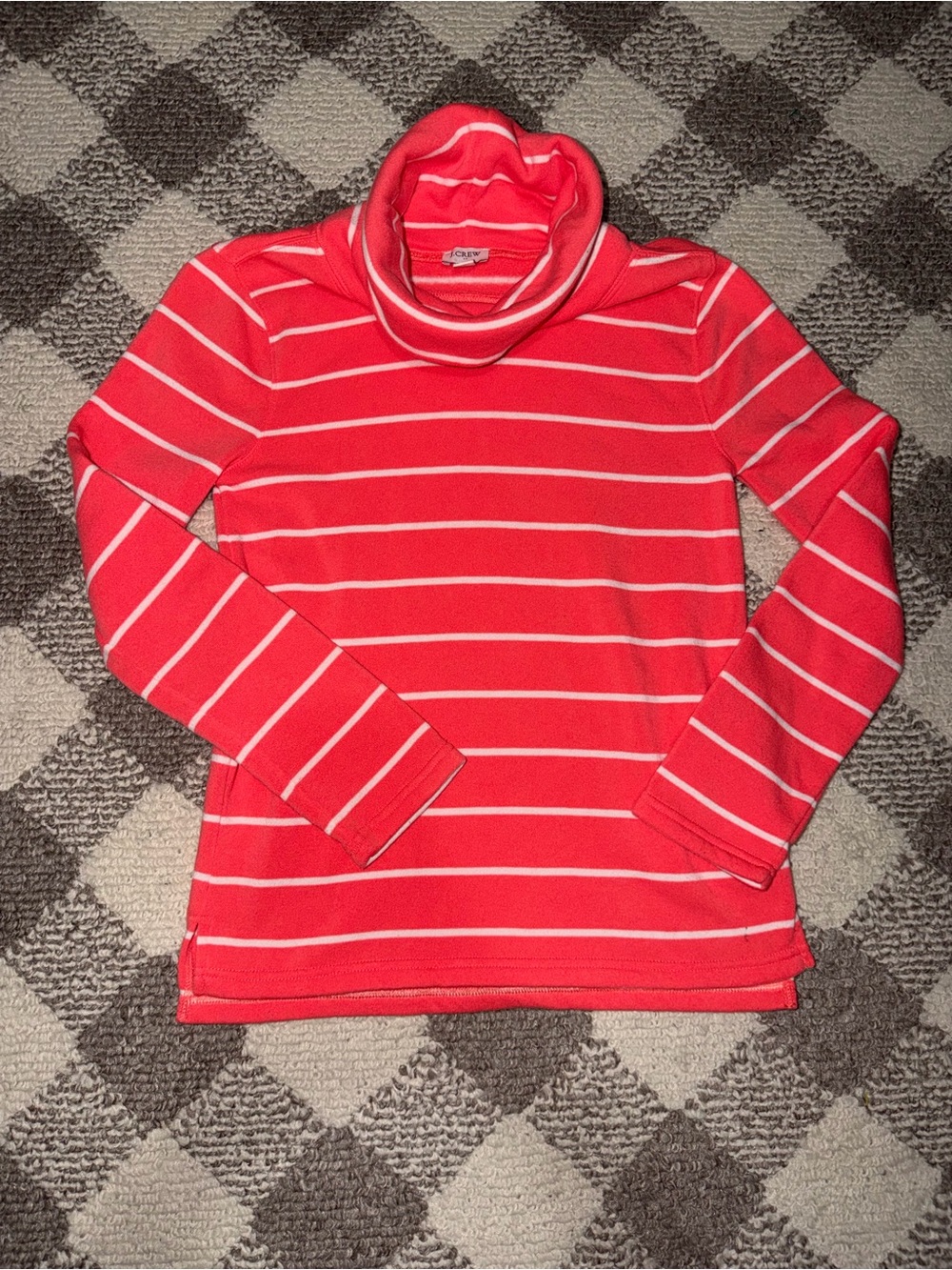 J. Crew Women’s Coral Pink Striped Turtleneck Sweater